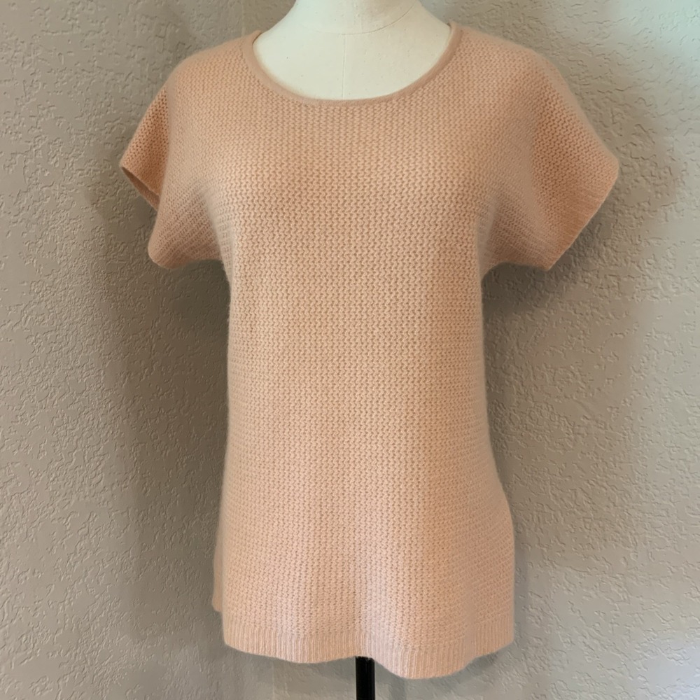 Sundance 100% Cashmere Blush Pink Short Sleeve Sweater Women's S Lagenlook Boho